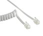 Preview: DINIC telephone handset spiral cable, RJ10 4P4C modular plug to plug, white, length 2.00m, box